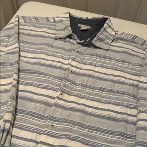 Carbon2Colbalt Preppy Striped Men's Cotton Casual Soft Button-Down   Size XL